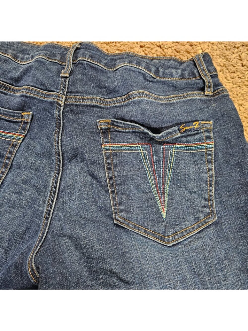 Seven7 Jean Shorts Womens 4 Blue Mid Rise Bermuda Denim Stretch - Picture 5 of 8